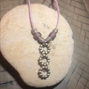 💎Purple leather silver bead necklace 20-23 inches